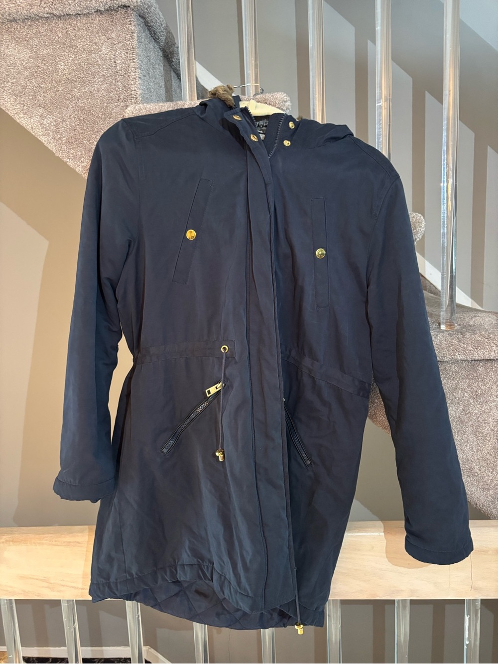 Women’s Navy Hooded Parka Jacket